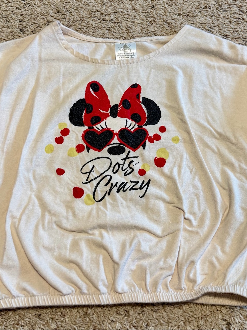Disney Cream Pink Minnie Mouse Dots Graphic Short Sleeve Tee